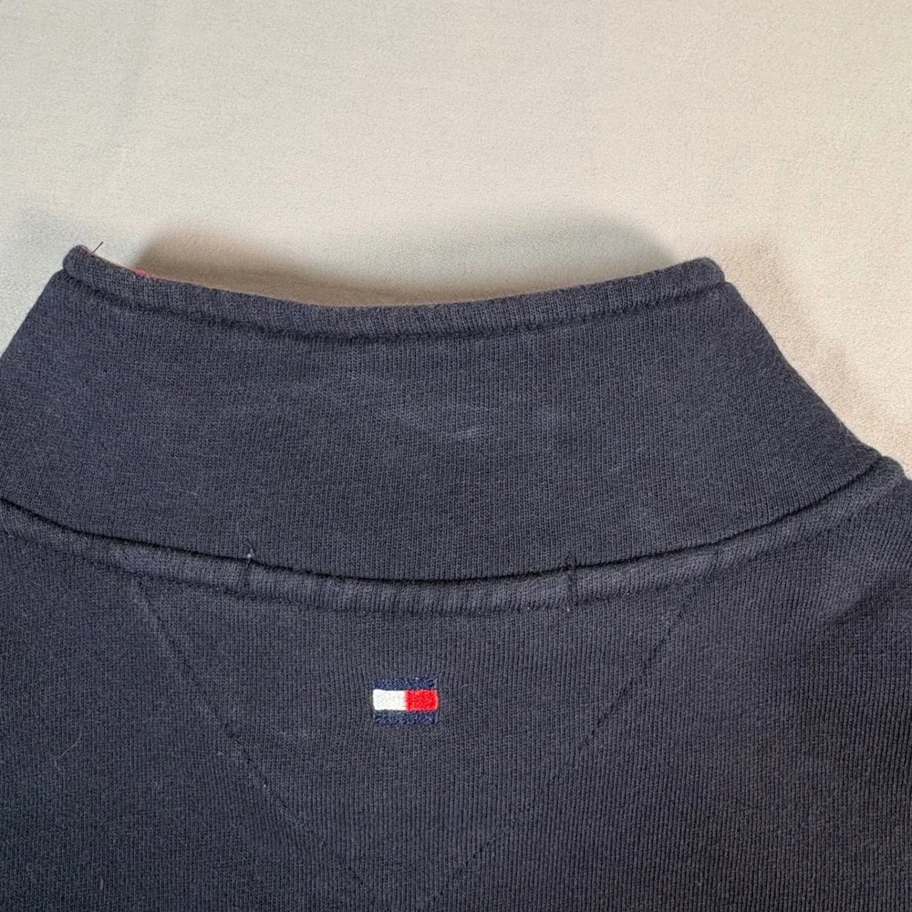Tommy Hilfiger Golf Men Large Navy Blue Quarter Zip Flamingo Pullover Sweatshirt